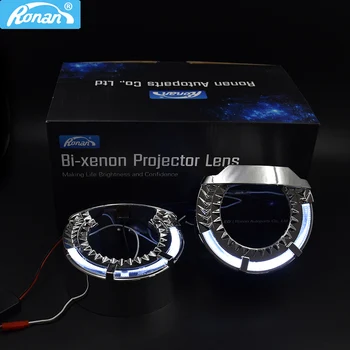 Ronan 3.0 LED angel eyes kaukės gaubtų už Koito Q5 Hella xenon Bi projektoriaus objektyvas polo automobilių žibintai kaukė Automobilių padengti