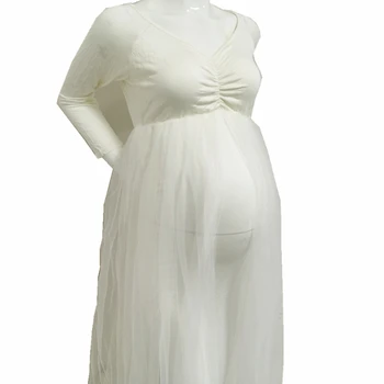 Rožinė Motinystės Suknelės Fotografijos Rekvizitai Nėštumo Ruožas medvilnės foto suknelė nėščioms moterims, Ilga Suknelė Fotografijos suknelė