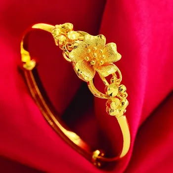 Rožių Žiedų Bangle Nekilnojamojo Geltonos Aukso Užpildytas Moterų Reguliuojama Apyrankė