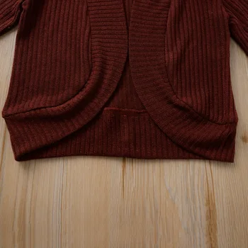 Rudenį Bamblys Vaikams Baby Girl Megzti Megztinis Megztinis Kailis Mados Vientisos Spalvos Ilgomis Rankovėmis Viršuje Outwear