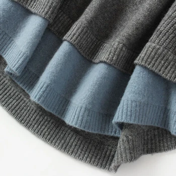 Rudenį ir žiemą naujas kašmyro megztinis moteriška prarasti apvalios kaklo atsitiktinis susiuvimo vilna ne dėvėti megztinį numegzti trumpas megztinis