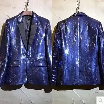 S-5XL 2017 Nauji vyriški drabužiai dainininkas DJ DS brand slim Mėlynos ryškios spalvos kostiumą, plius dydis mados vyras etape kostiumai oficialų suknelė