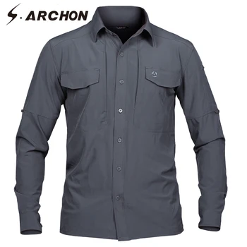 S. ARCHON Quick Dry Karinės Marškinėliai Vyrams Rudens Orui ilgomis Rankovėmis Taktinių Kariuomenės Marškinėliai Atsitiktinis Mados Elastingas Audinys Marškinėliai
