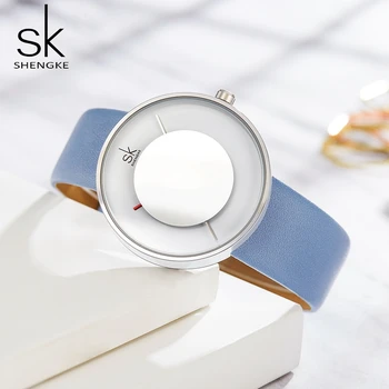 SHENGKE Mados Moterų Laikrodžiai Atsitiktinis Minimalizmas Ponios Žiūrėti Kūrybos Dial Dizaino Mini Veidrodis, Laikrodis