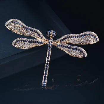 SINLEERY Apakinti Dragonfly Sagė Geltona Aukso Spalva Mėlyna Kubinis Cirkonis Sages Moterims Vestuvių Papuošalai, Aksesuarai XZ129 SSA