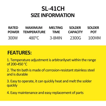 SL-41CH 300W 100mm2300g Sustorėjimas PUODŲ talpa skaitmeninis termostatas, Švino Puodą Titano Lydinių Litavimui 110V, 220V