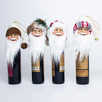Santa Claus Raudonojo Vyno Butelį Dangteliu Namuose Kalėdų Eglutės Viršaus Apdaila Pakabukas Santa Galvos Kalėdų Ornamentu