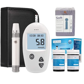 Saugaus accu automatinė Medicinos kraujo glucosemeter Cukraus kiekis Kraujyje Matuoklis Glucometer Diabeto Testeris su maišeliu 2 matavimo vienetai
