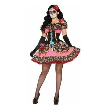 Seksualus Meksikos Dieną Mirusiųjų Fancy Dress Senorita Kaulų-ita Skeletas Siaubo Phantom Helloween Nuotaka Vampyras Kaukolė Kostiumas