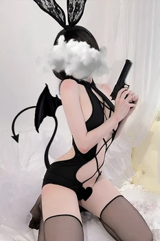 Sexy Moteris Anime Apatinis Trikotažas Babydoll Maudymosi Kostiumėlį Nustatyti Cute Lolita Underwear Animacinių Filmų Cosplay Erotinis Velnias Porno Kraujavimas Iš Kambarinės Kostiumas Bunny Girl