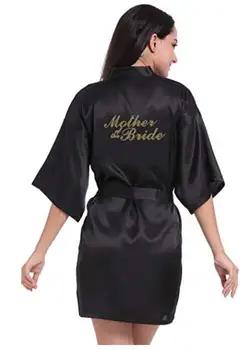 Sexy juodas chalatas Moterims Trumpas Nuotaka Bridesmaid Kimono Rūbeliai už Vestuves sesuo nuotakos motina nuotakos apdaras