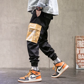 SingleRoad Mens Krovinių Kelnės Vyrams Mados 2020 Chaki Poilsiu Hip-Hop Korėjos Stiliaus Japonų Streetwear Kelnės Baggy Kelnės Vyrams