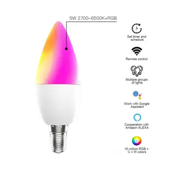 Smart WiFi LED Lemputė RGB 2700-6500K C+W 5W Pritemdomi Smart Gyvenimo Tuya APP Nuotolinio Valdymo Lemputės Darbo Su Alexa/ 