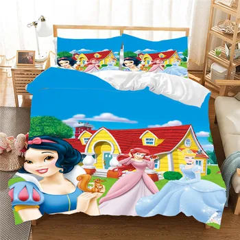Snow White Patalynės Komplektas Princess Vieną Dvigubo Karalienė King Size Antklode Padengti Vaikų Miegamasis Šalikas Patalynės Komplektai Prabanga