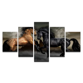 Spaudinių Plakatas Sienos Modulinės Nuotrauką Šiuolaikinės Tapybos 5 Skydelis Gyvūnų Arkliai Drobė Meno Namų Puošybai Kambarį Iliustracijos