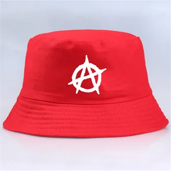 Spausdinti Atsitiktinis Vyrai Moterys Prekės Anarchijos Simbolis skrybėlę Punk Rock Kibirą Skrybėlės Vasaros Žvejys Panamos rinktinėje medžioklės bžūp