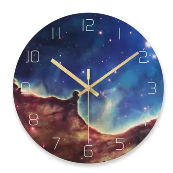 Stiklo Sieninis Laikrodis Kūrybinės Visatos Planetos Modelis Išjungti Kambarį Apdaila Sieninis Laikrodis