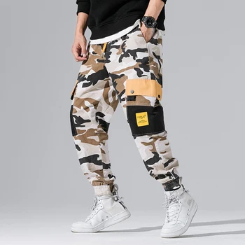 Streetwear Vyrų darbo drabužiai Kelnės 2020 M. Pavasarį Hip-Hop Poilsiu Vyriškos Kelnės Mados Kamufliažas Multi Pocket Vyrų Haremas Pants Mens