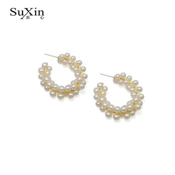 SuXin auskarai 2020 naujas paprastas C formos perlas string temperamentas auskarai moterų mados auskarai, papuošalai, dovanos