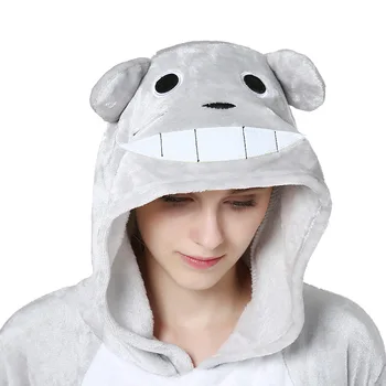 Suaugusiųjų Gyvūnų Pižama Moterų Sleepwear kigurumi Visus į Vieną Pyjama Gyvūnų Kostiumai Kaimynas Totoro Cosplay Animacinių filmų Gobtuvu Pijama