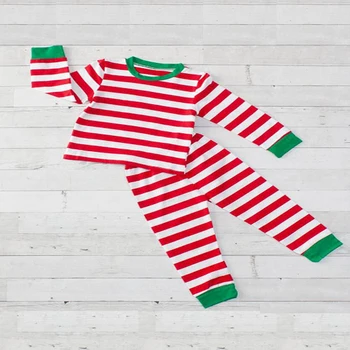 Suaugusiųjų vaikų mergaičių raudonos ir žalios spalvos dryžuotos medvilnės atitikimo šeimos kalėdų pižama mergina, žieminiai drabužiai, set top ziajać rinkinys