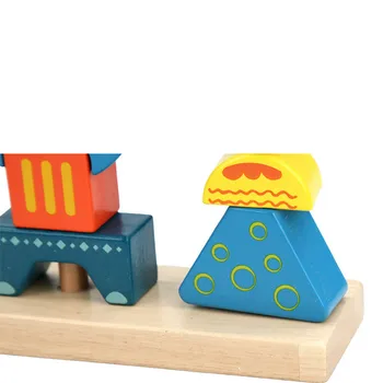 Sun & Moon Day & Night Bokšto Blokų Montessori Medinių Blokų Vaikų Žaislų Medienos Statybos Blokuoti Žaidimą Švietimo Žaislai Vaikams