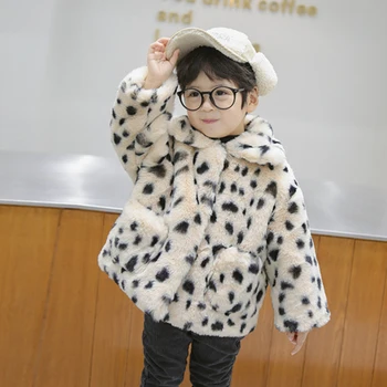 Susy Mados New Baby Girl Berniukas Žiemos Striukė Leopard Dirbtiniais Kailiais Storio Kūdikių Krapinėjimas Šilta Kailio Kailiniai Kūdikių Drabužiai Outwear 1-8Y