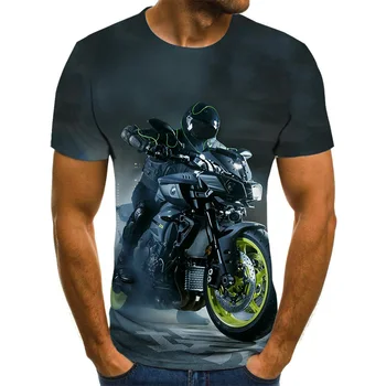 T shirt Mens Naujas Vasaros 3D Spausdinimo Motociklo Cool marškinėlius Vyrų/Moterų Viršūnių Tees Mados Trumpas Rankovės 3d marškinėliai Plius Dydis 6XL
