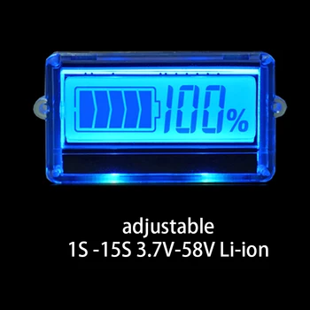 TH01 LCD 1S 2S 3S 4S 5S 6S - 15S Ličio Baterijos Talpos Indikatorius Mėlynas Ekranas Lipo li-ion Reguliuojamas Likę Detektorius Testeris