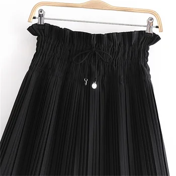 TRAF ponios 2020 mados su reguliuojamu raišteliu klostuotas mini sijonas retro aukšto juosmens moterų sijonas streetwear