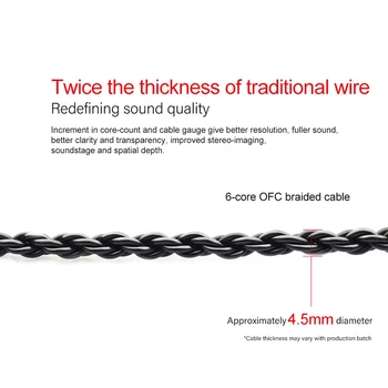 TRN A3 6 Core Ausinių kabelis Didelio Grynumo Varis Pintas Kabelis HiFi ausines atnaujinti kabelis MMCX/2Pin lizdas TRN V90 IM2