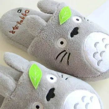 Totoro Cute Kačių Animacinių filmų Moterų neslidus Gyvūnų Moterų Pora Namų Šlepetės Patalpų Namas Miegamasis Vyrų Batai Nauji #008
