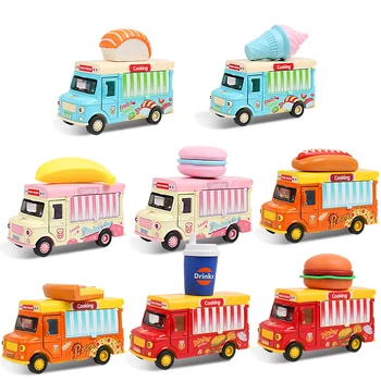 Traukti Atgal, Automobilių Maisto Sunkvežimis Transporto Žaislas Automobilis su Muzika, Šviesos Ledų Mėsainiai Autobusų Sunkvežimio Modelį, Vaikai Educationl Žaislų, Dovanų Dėžutėje