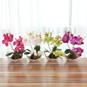 Trigeminal drugelių orchidėja kūrybos bonsai vazoninių gėlių dekoras netikrą gėlių meno Dirbtinės gėlės namams/sodas/stalo dekoras