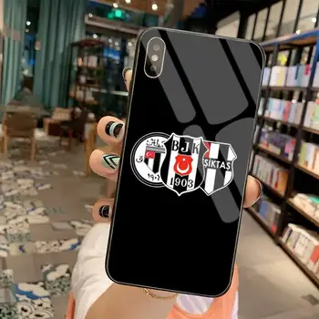 Turkijos Besiktas Futbolo Minkšto Silikono Juoda Telefono dėklas Grūdintas Stiklas iPhone 11 Pro XR XS MAX 8 X 7 6S 6 Plus SE 2020 atveju