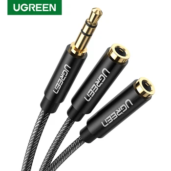 UGREEN Headphone Splitter Cable 3.5 mm Y Audio jungtis Splitter Pratęsimo Kabelis, 3.5 mm Male 2 Uostą 3.5 mm Female AUX 3.5 Jack Kabelis