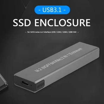 USB C Tipo SSD Išorės Talpyklos Disko Atveju Langelį Išorinį Kietąjį Diską PC M. 2 NGFF NVME SATA M/B Klavišą Kietąjį Diską Atveju