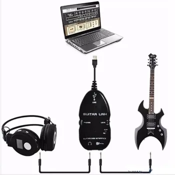USB Gitara Kabelis Garso Nuorodą Sąsajos Adapteris Muzikos USB Gitara Nuorodą Įrašymo Kompiuterio Stiprintuvo Kabelių Priedai Žaidėjai