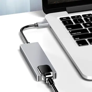 USB Tipo C Hub Doko Adapteris su 4K HDMI PD RJ45 Ethernet Lan Mokestis už MacBook USB Tipo C Hub Aliuminio lydinio Adapteris