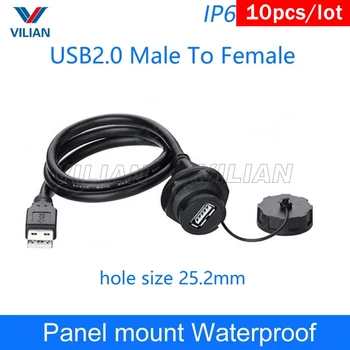 USB Vandeniui jungtis USB2.0 3.0 Panel Mount IP67 atsparus Vandeniui Kabelis 1m USB Lizdas, Vyrų ir Moterų ilgintuvas kabeliai 10units