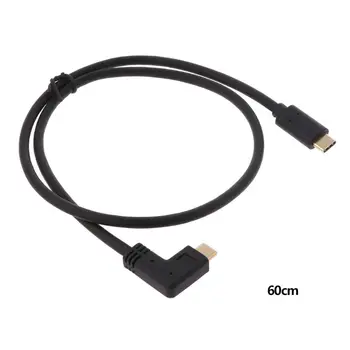 USB3.1 GEN2 10Gbps usb c laidas paauksuoti jungtis 90 laipsnių kampu tipas-c, vyrų, vyrų ir duomenų greito įkrovimo kabelis 1ft