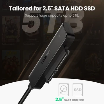 Ugreen USB 3.0 SATA Kabelis Adapteris Keitiklis Vyrų ir 2.5 Colio Išorinis HDD SSD Kietojo disko Disko Adapteris 5Gbps SATA į USB Kabelis
