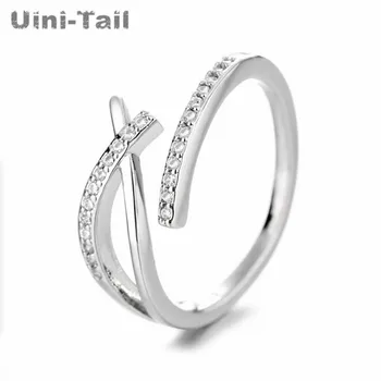 Uini-Tai Karšto Pardavimo Nauja 925 Sterlingas Sidabro Geometrinės Linijos Kirsti Micro Apdaila Atidaryti Žiedas Asmenybę, Mados Žvaigždžių Fine Jewelry