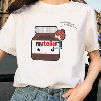 Ullzang marškinėliai Moterims Juokingas Animacinių filmų Nutella T-shirt 90s Grafinis Estetinės Marškinėlius Mados Viršūnes Tee Moterų Drabužiai