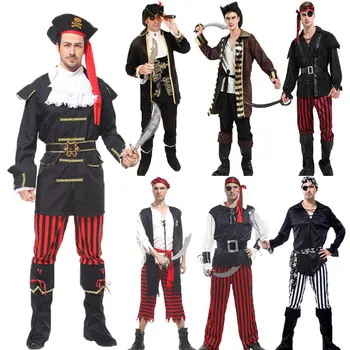 Umorden Helovinas Atostogų Šalis Kostiumai Vyrams Captain Jack Karibų Piratų Kostiumų Suaugusiųjų Išgalvotas Piratai Cosplay Rinkinys