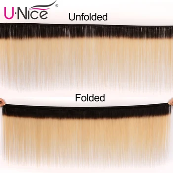 Unice Ombre Plaukų Spalva 1B/613 Brazilijos Žmonių Plaukų Wefts Medaus Šviesūs Remy Tiesūs Plaukai Priauginimui 1PCS 10-20 Colių