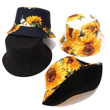 Unisex Kibiro Kepurę 3D saulėgrąžų dvipusis žvejys skrybėlę moteriškos tendencija spausdinimo baseino skrybėlę vasarą, lauke, saulės, skrybėlę