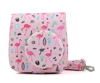 Už Fujifilm Instax Mini 8 9 Momentinį Fotoaparatą Flamingo Pink Modelį, lagaminas, Krepšys Padengti PU Odos Apsaugoti Dėklas su Dirželiu