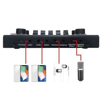 V9 Bluetooth Garso plokštė USB, Ausinių, Mikrofono Transliacija Live Transliacijos Garso plokštė X7JC