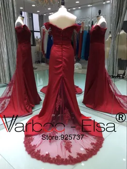 VARBOO_ELSA Chalatas De Soiree Sexy Nėrinių Bordo Bridesmaid Dresses 2018 Undinė bžūp Rankovėmis Bridesmaid Suknelę Oficialų Maid Of Honor